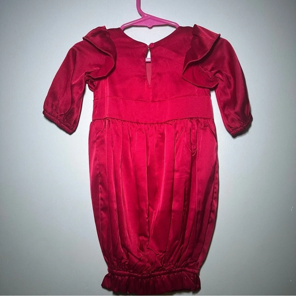 Isobella & Chloe Red Bow Gown Dress Newborn Christmas Festive